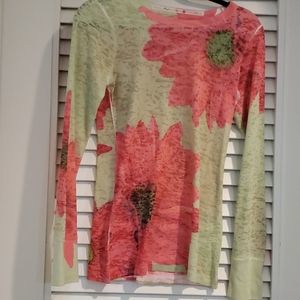 Begin  + Again Floral Pink and Green M top